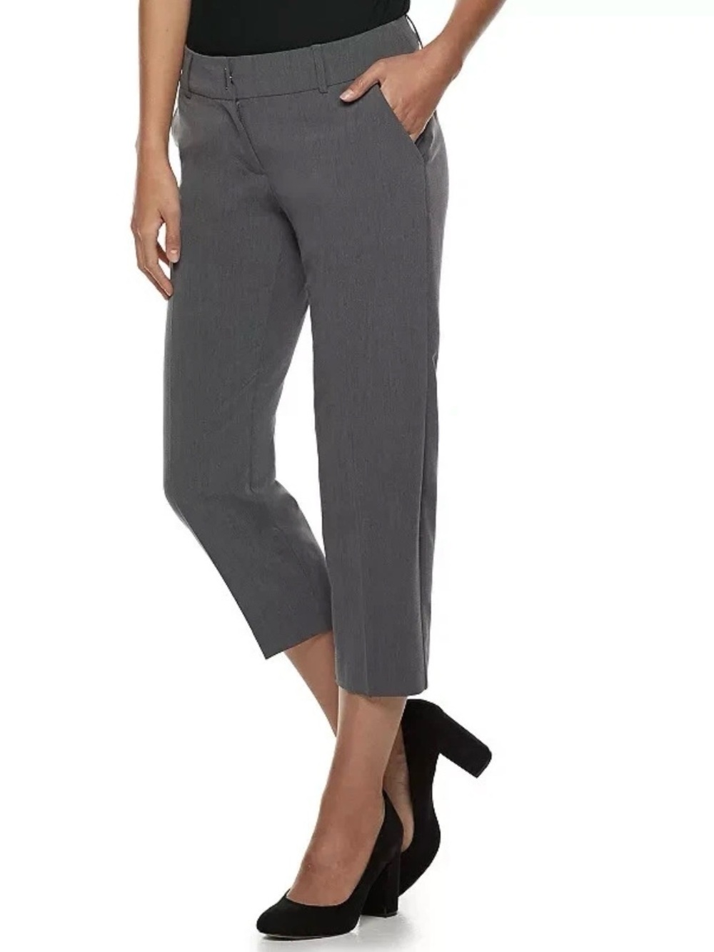 Apt 9 Women's Classic Torie Cropped Trouser Pants - Gray